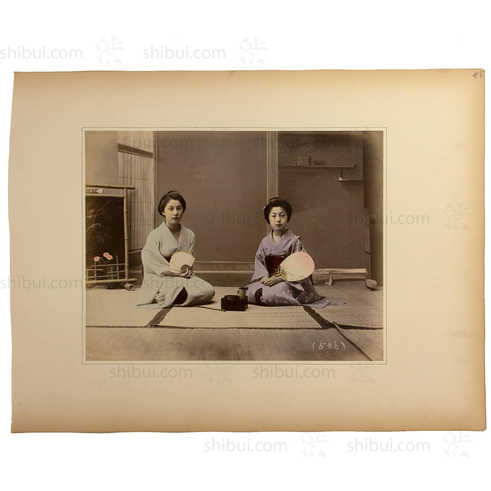 Women Visiting | Antique Japanese Hand Tinted Albumen Photo