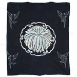 Large Indigo Tsutsugaki Futonji with Chrysanthemum and Paper Crane Motif