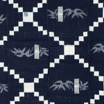Japanese Indigo Kasuri Ikat Cloth with Bamboo Motif
