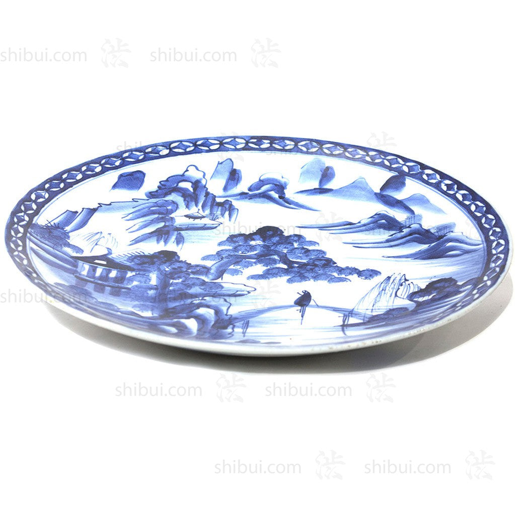 Blue and White Plate Japanese Ceramic Art