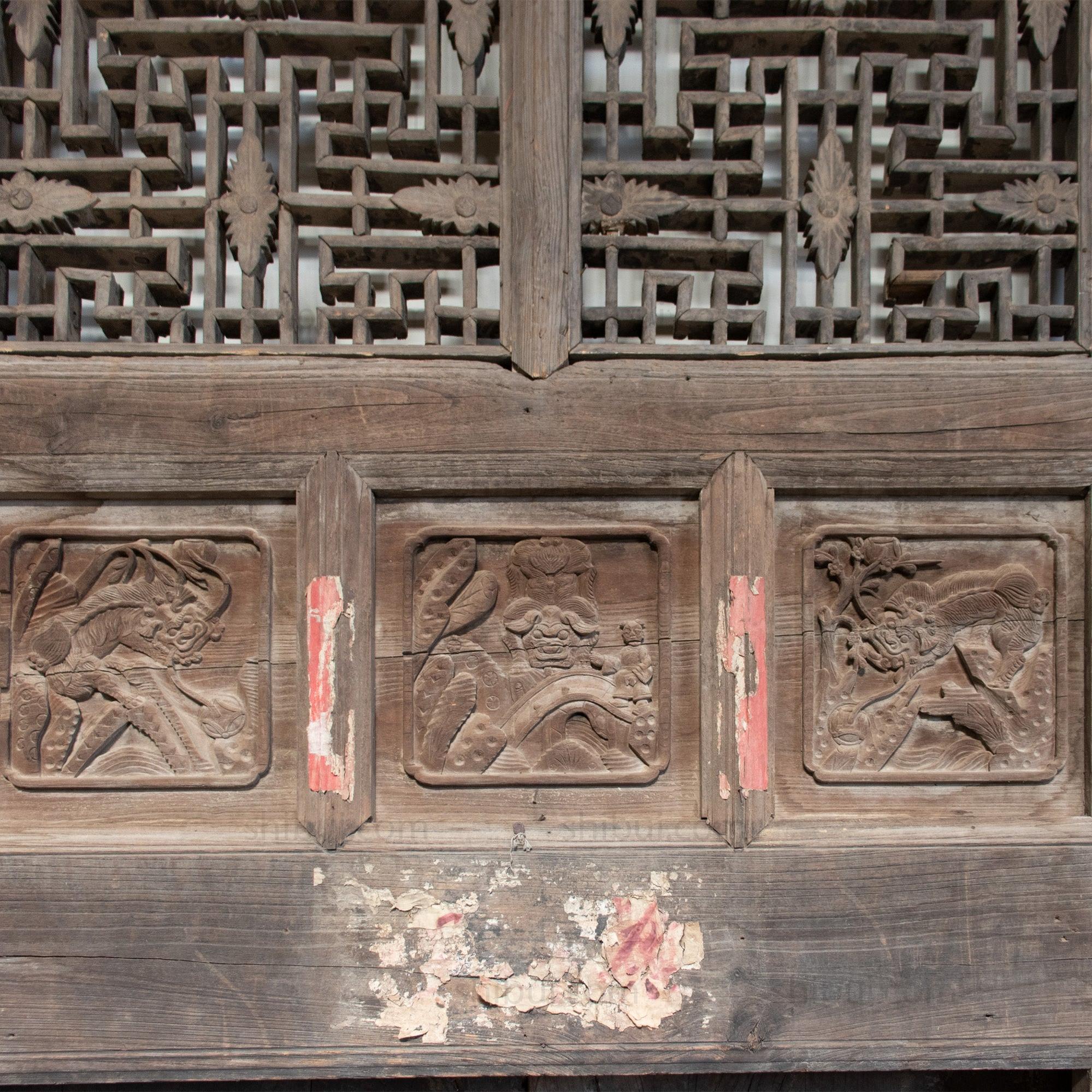 Wooden 19th Century Chinese House Façade | Architectural Decor