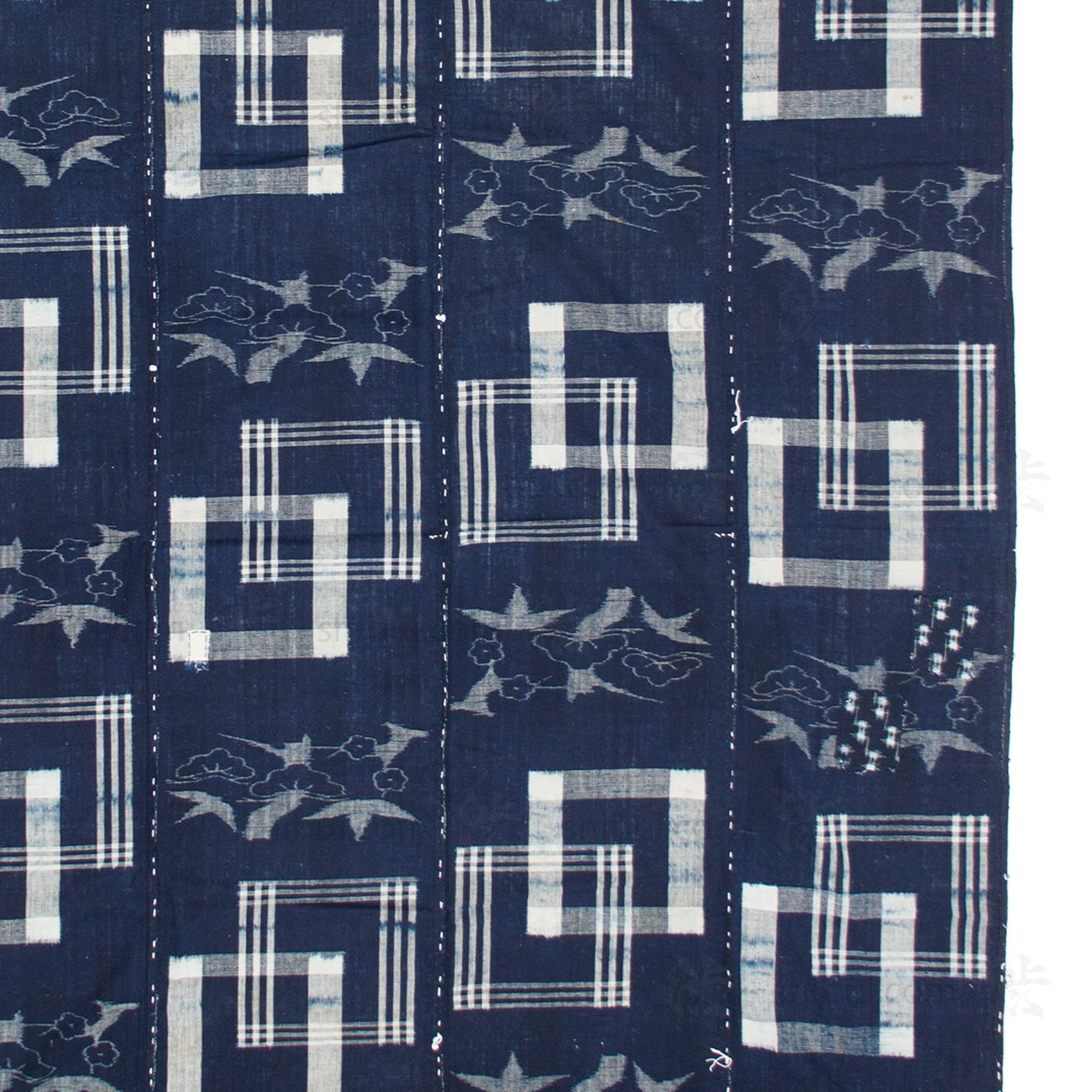 Handwoven Kasuri Futon Cover with Sho Chiku Bai Motif