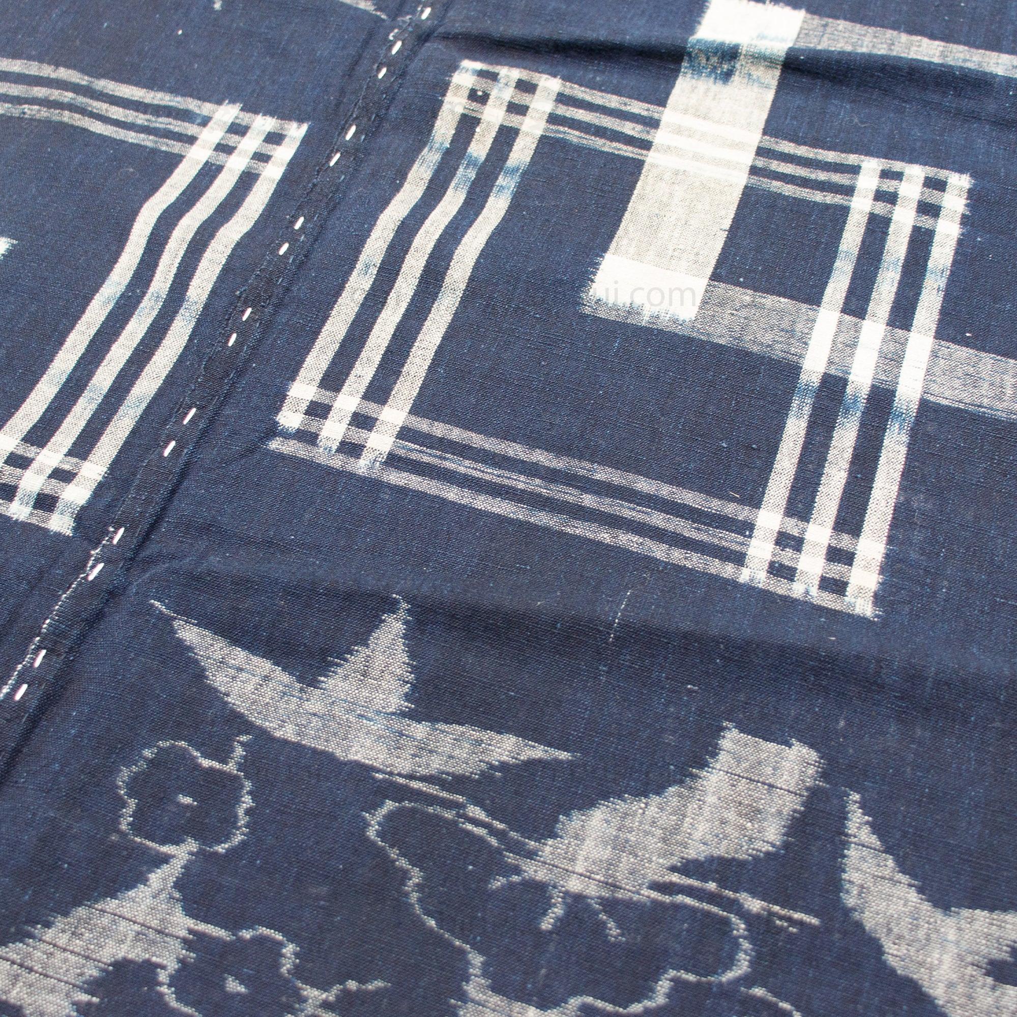 Handwoven Kasuri Futon Cover with Sho Chiku Bai Motif