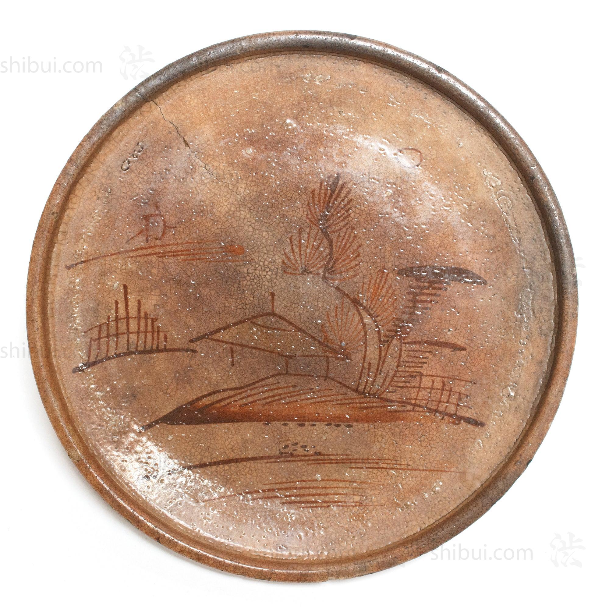 Antique Seto Ware Stoneware Oil Plate