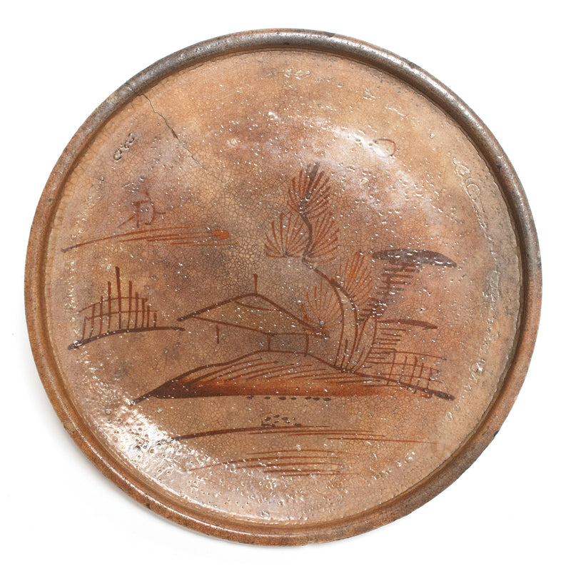 Antique Seto Ware Stoneware Oil Plate