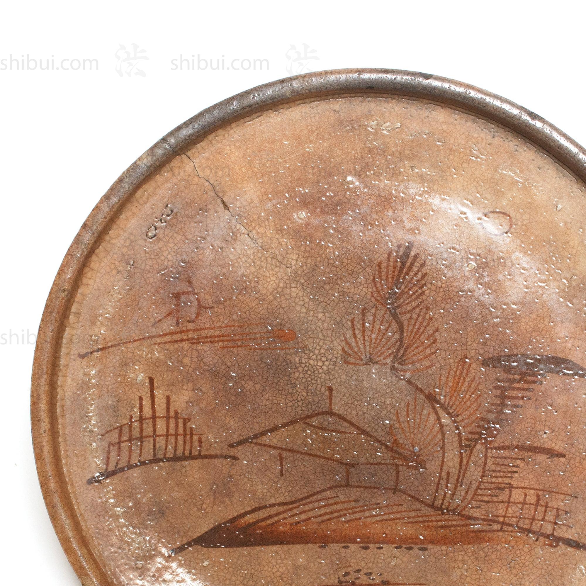 Antique Seto Ware Stoneware Oil Plate