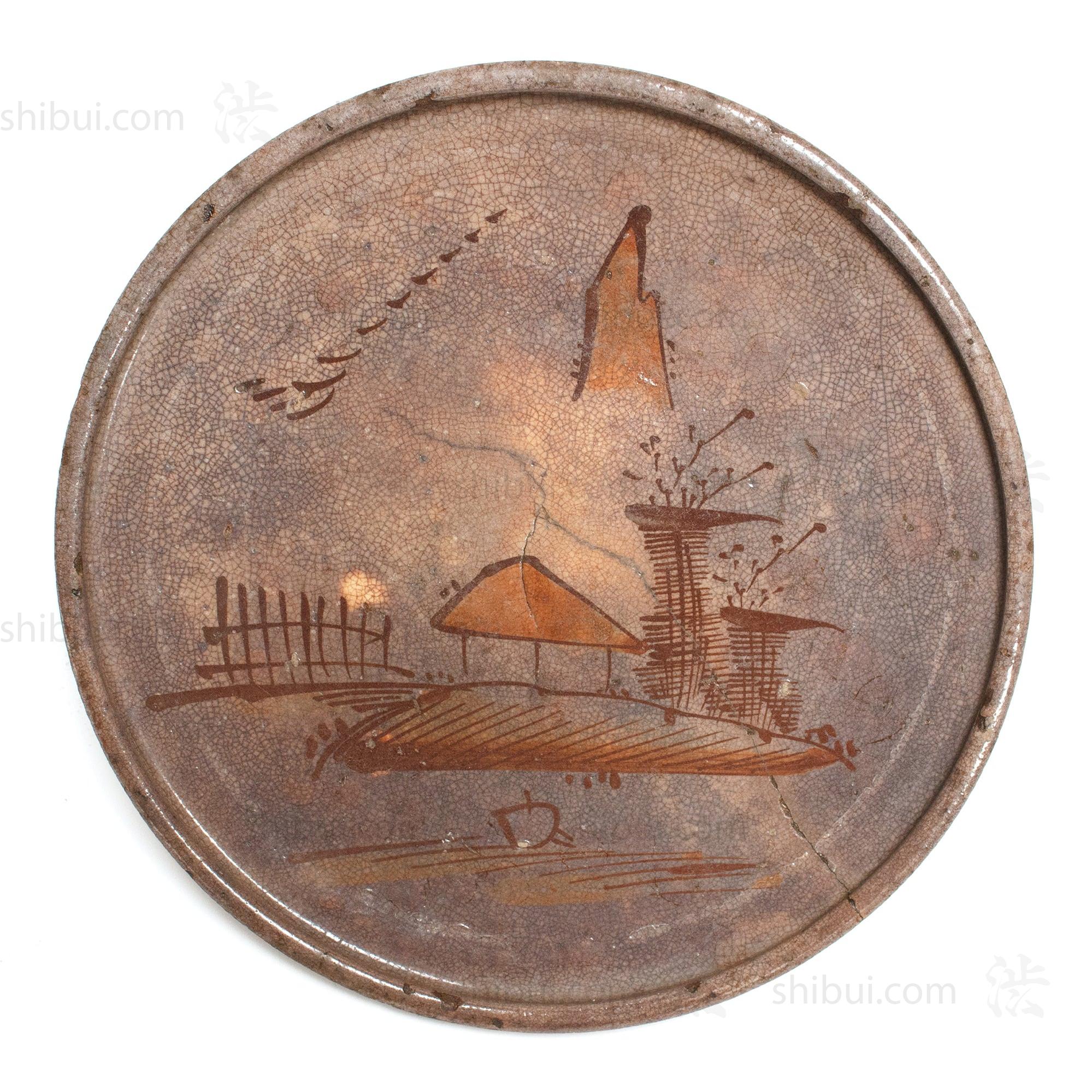 Antique Seto Ware Stoneware Oil Plate