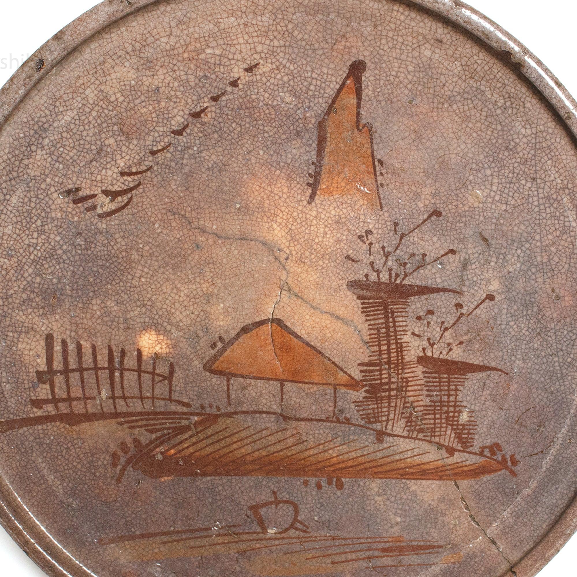 Antique Seto Ware Stoneware Oil Plate