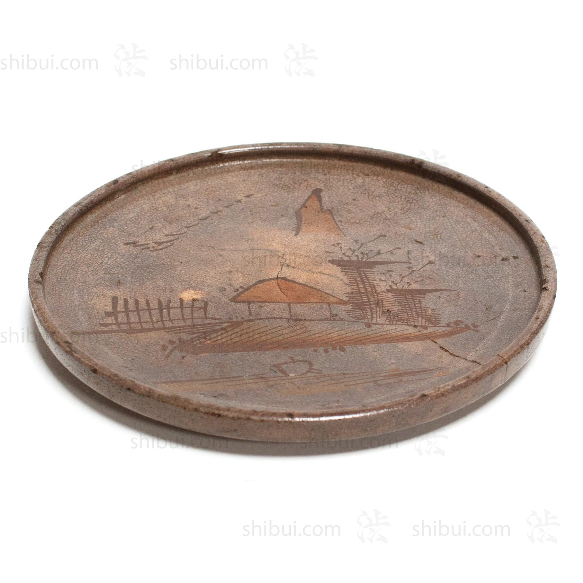 Antique Seto Ware Stoneware Oil Plate