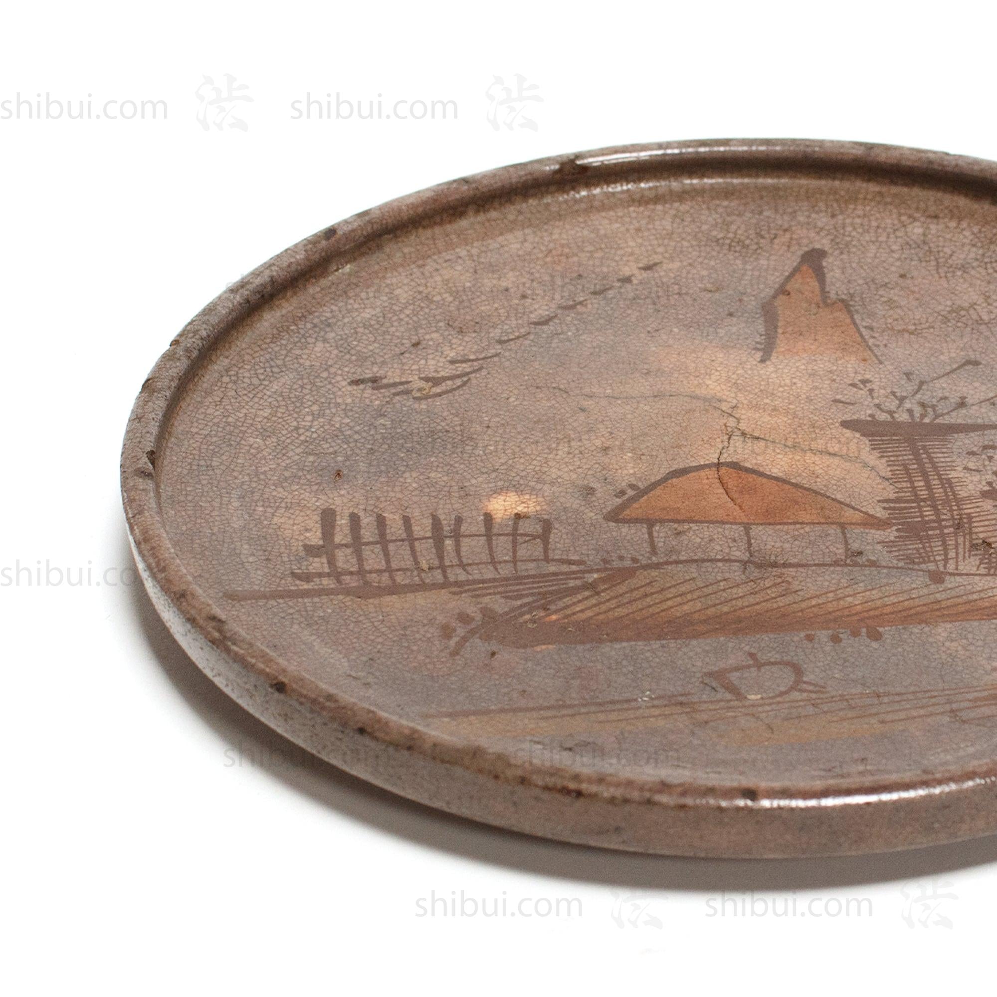 Antique Seto Ware Stoneware Oil Plate