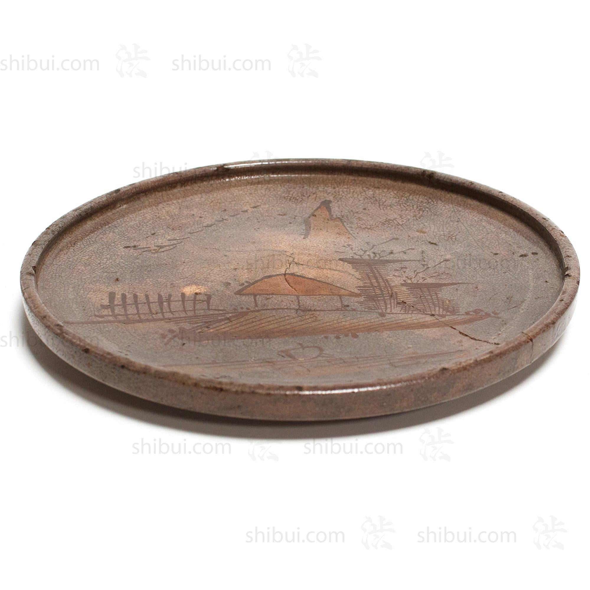 Antique Seto Ware Stoneware Oil Plate