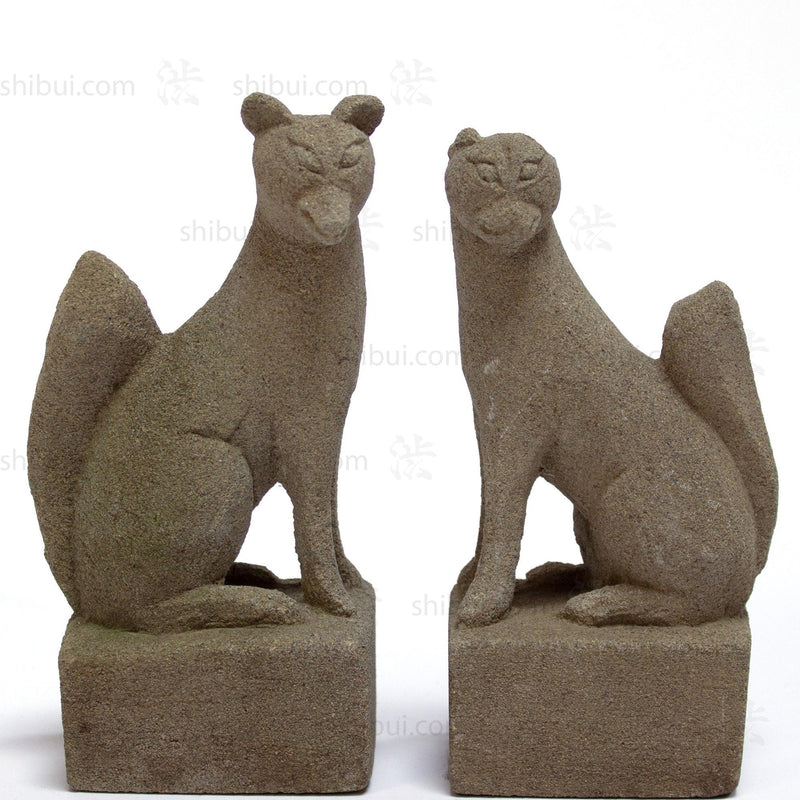 Inari - Pair of Shinto Stone Foxes