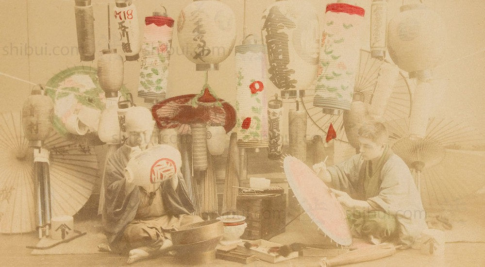 Hand-tinted Meiji Era Photograph | Lantern Maker | Japanese Antique Photography | Albumen Photography | Japanese Decor