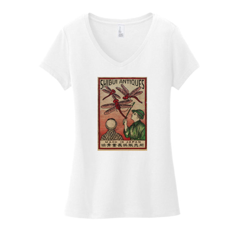 Ladies White "Tonbo"  Dragonfly Matchbox Cover T-Shirt
