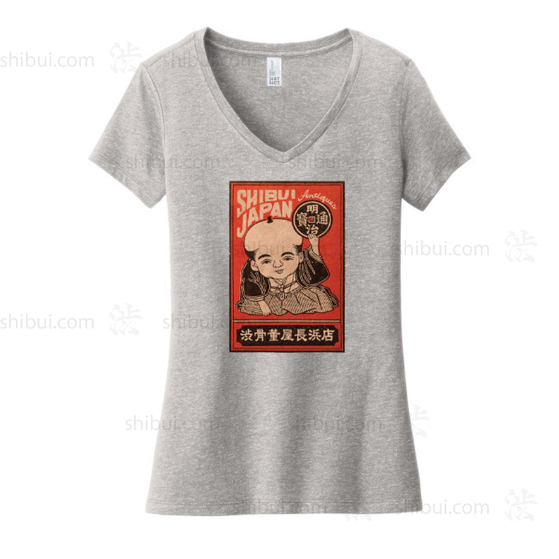 Ladies Heather Gray "Fukusuke" Matchbox Cover T-Shirt