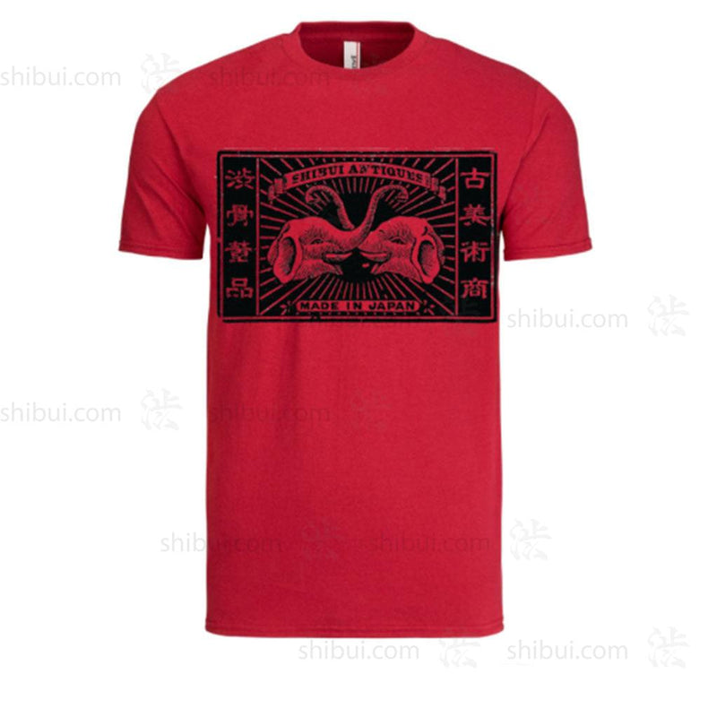 Red "Dueling Elephants" Matchbox Cover T-Shirt