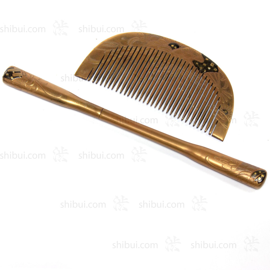 Antique Japanese Lacquered Kushi and Kogai Comb Set – Shibui