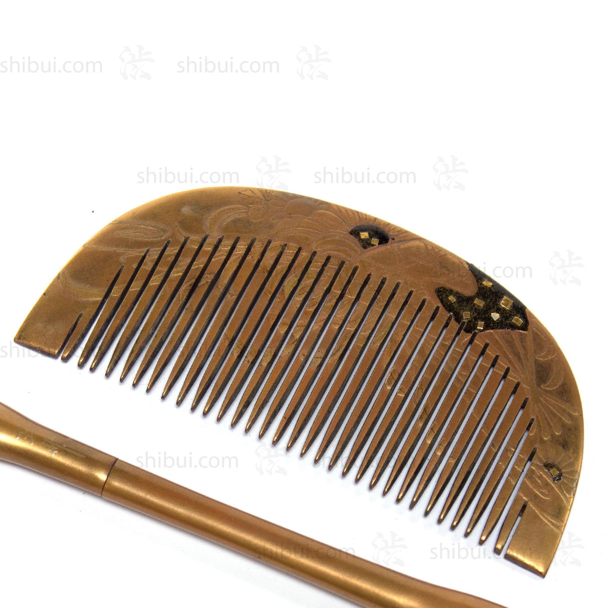 Antique Japanese Lacquered Kushi and Kogai Comb Set