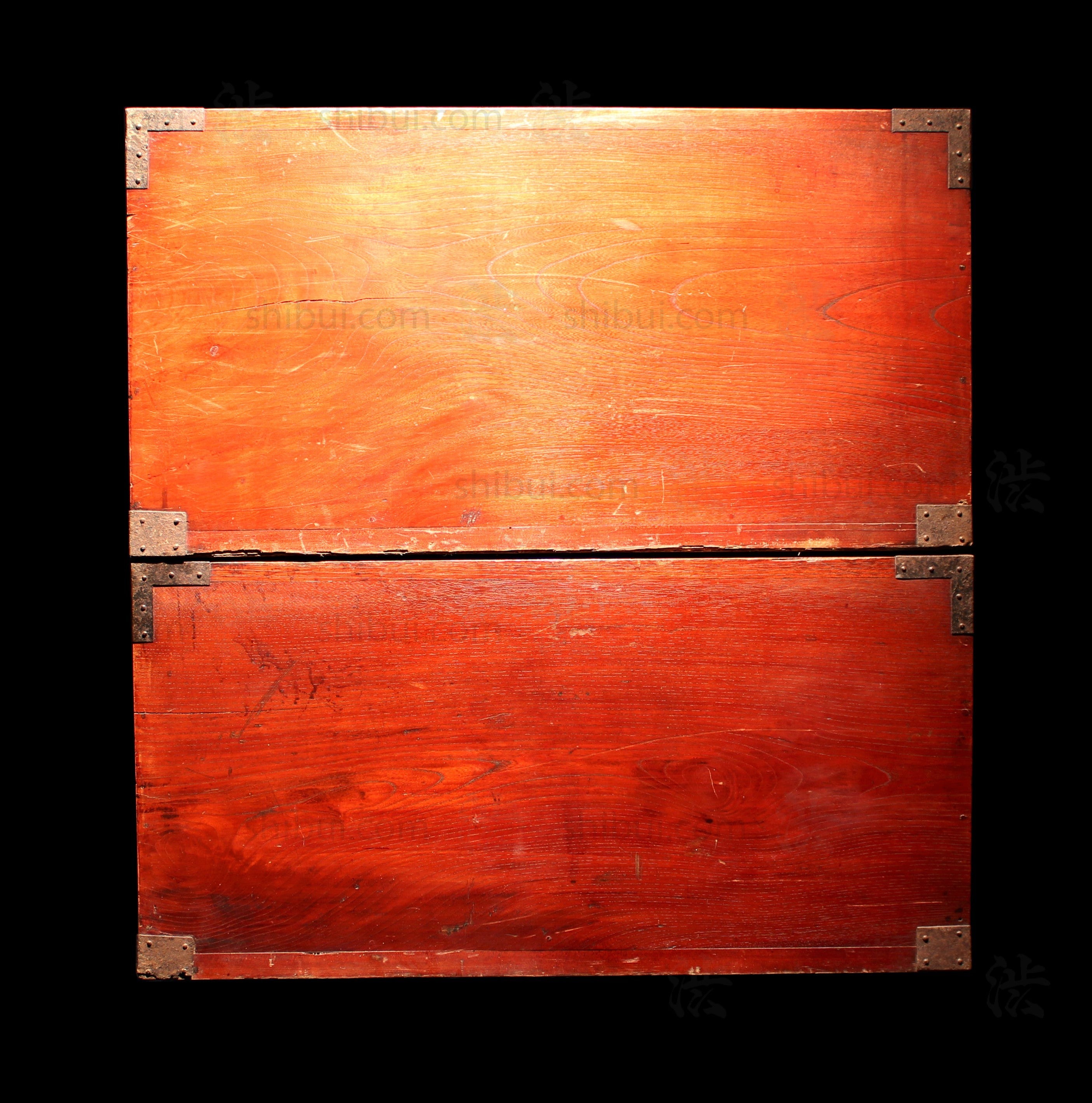 Hangai - Two Section Ships Clothing Chest Japanese Antique Tansu Iron Hardware