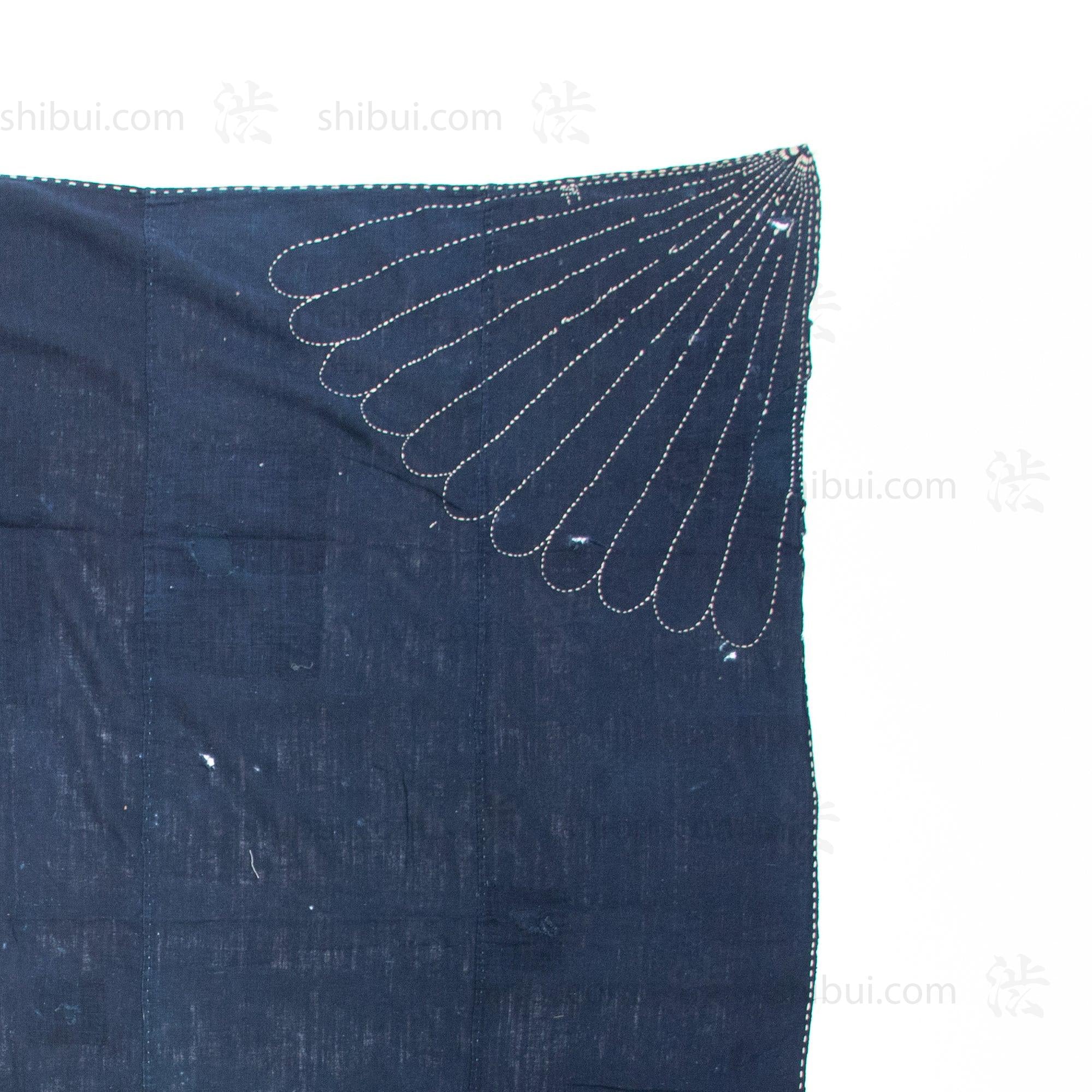 Vintage japanese indigo shima boro sheet (detail).
