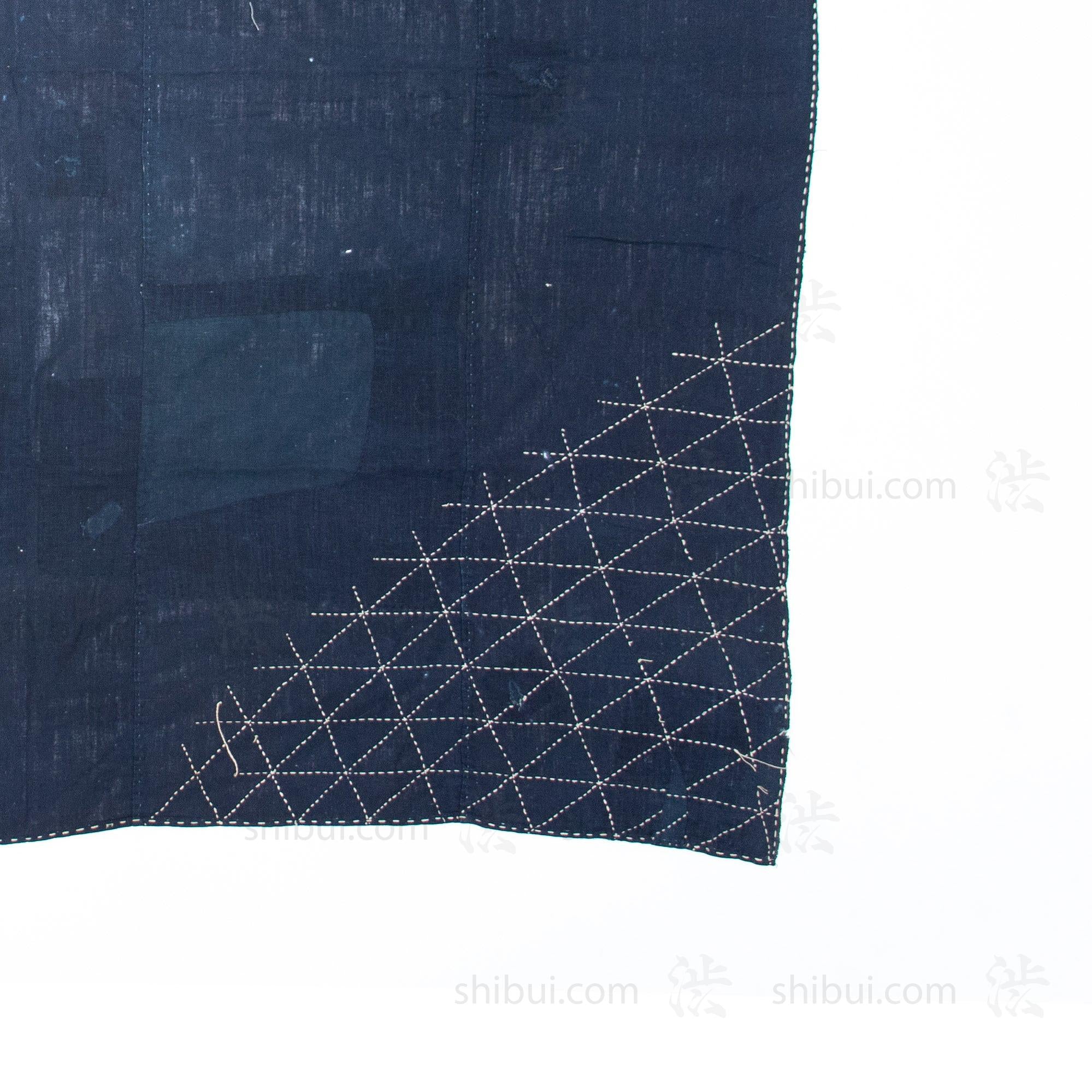 Vintage japanese indigo shima boro sheet (detail).