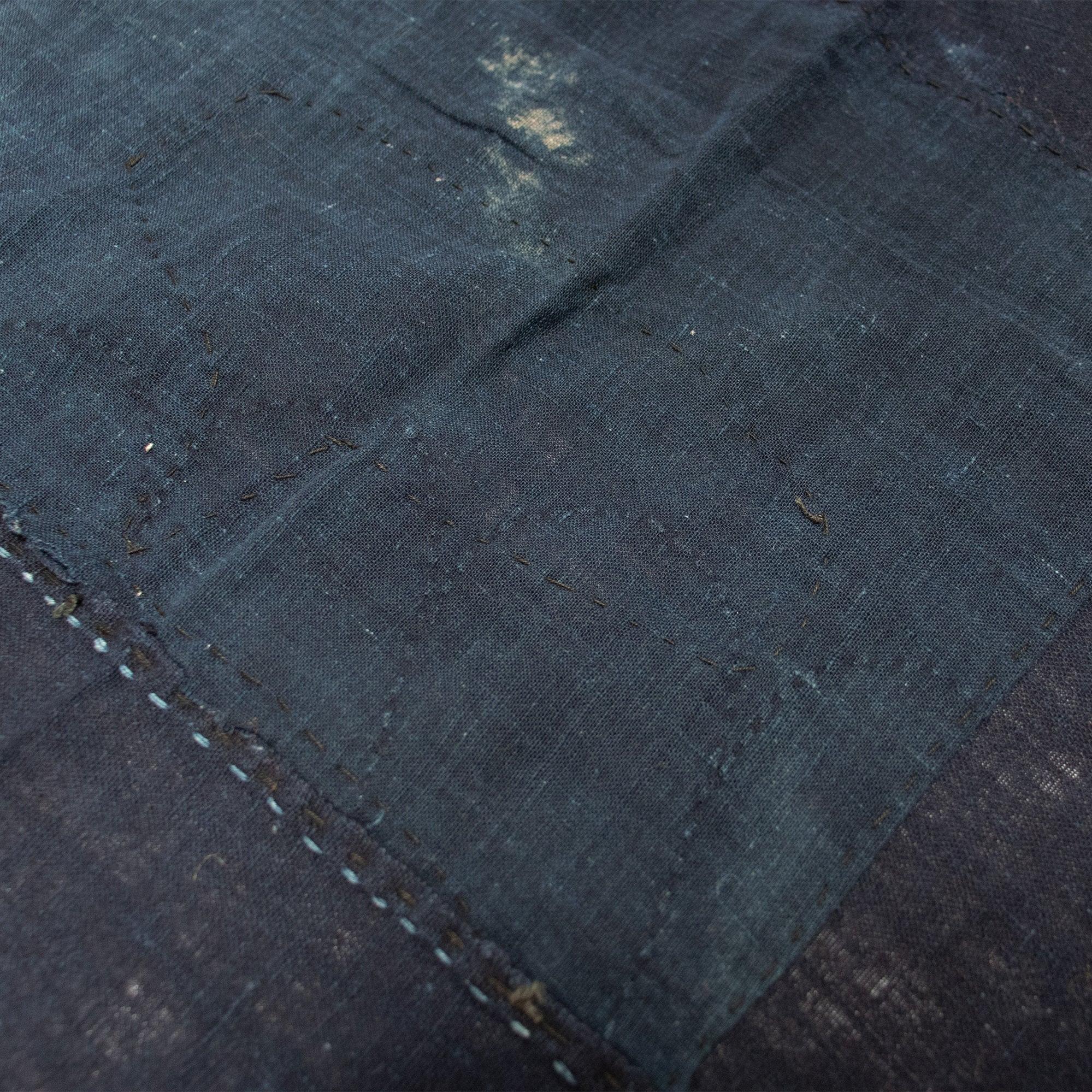 Vintage japanese indigo shima boro sheet (detail).