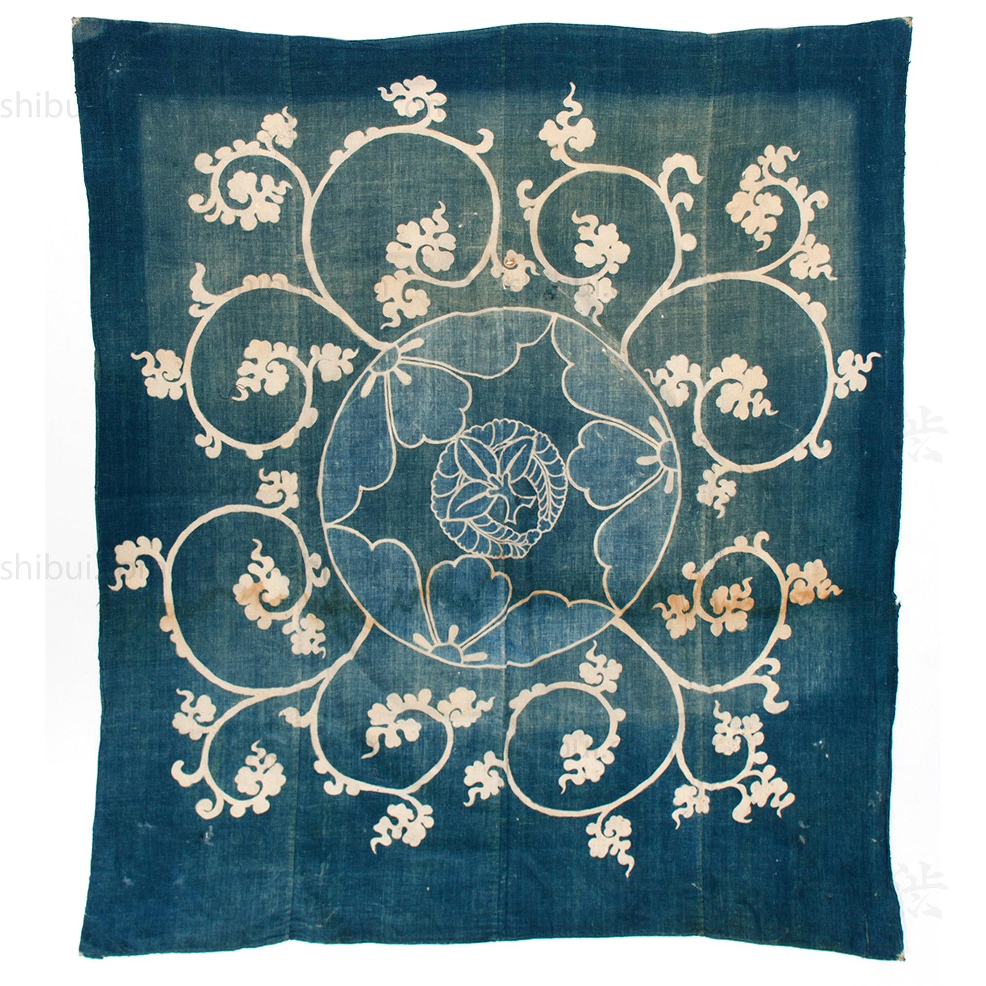 Antique Japanese Indigo Dyed Cotton Tsutsugaki Furoshiki