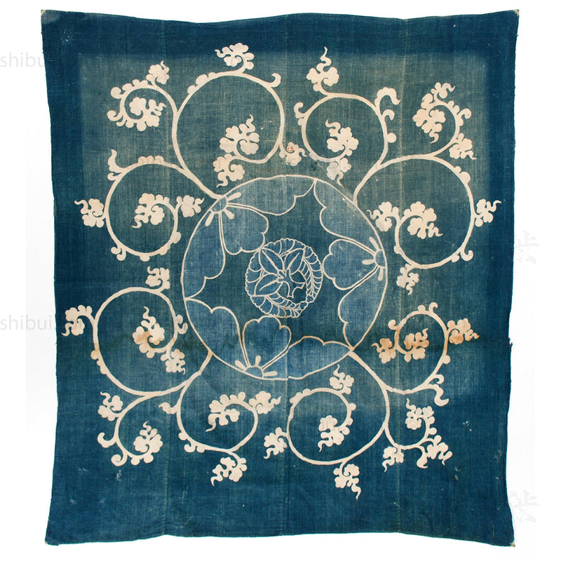 Antique Japanese Indigo Dyed Cotton Tsutsugaki Furoshiki