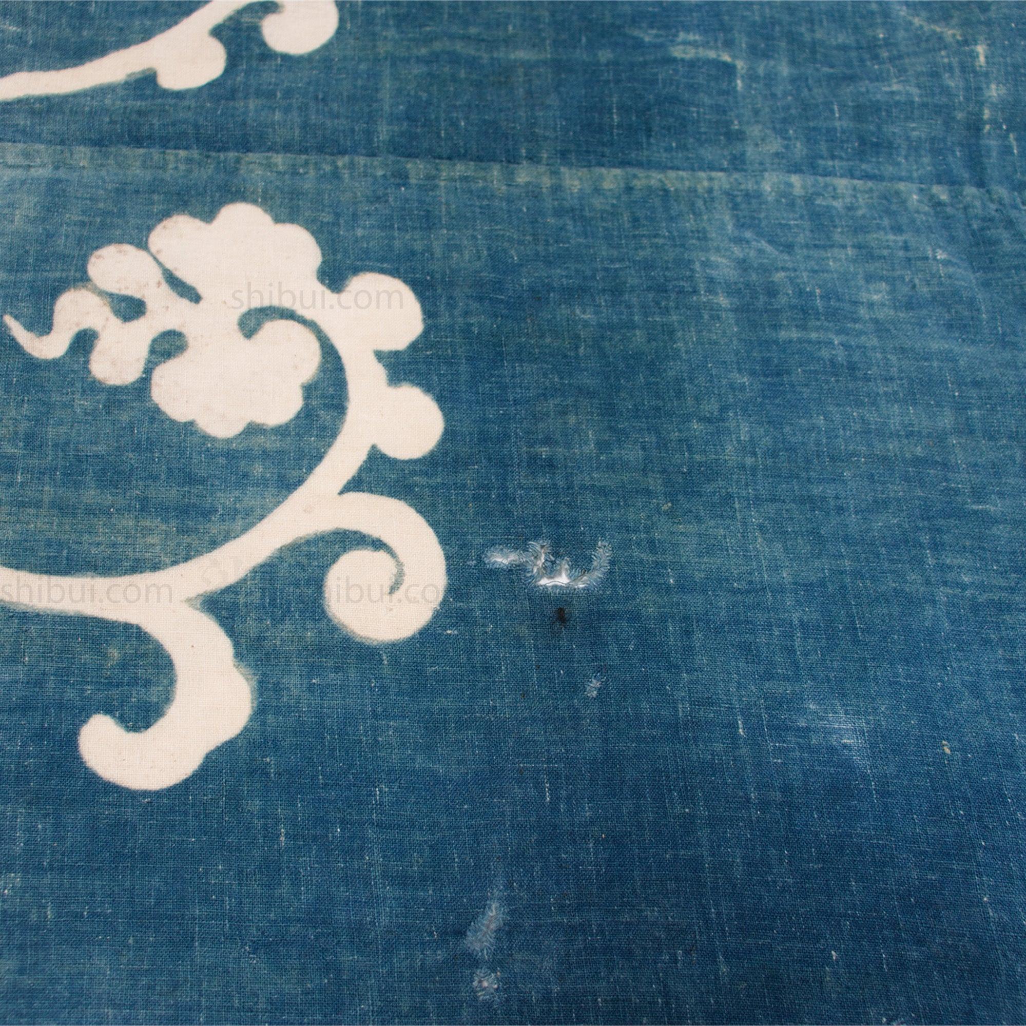 Antique Japanese Indigo Dyed Cotton Tsutsugaki Furoshiki