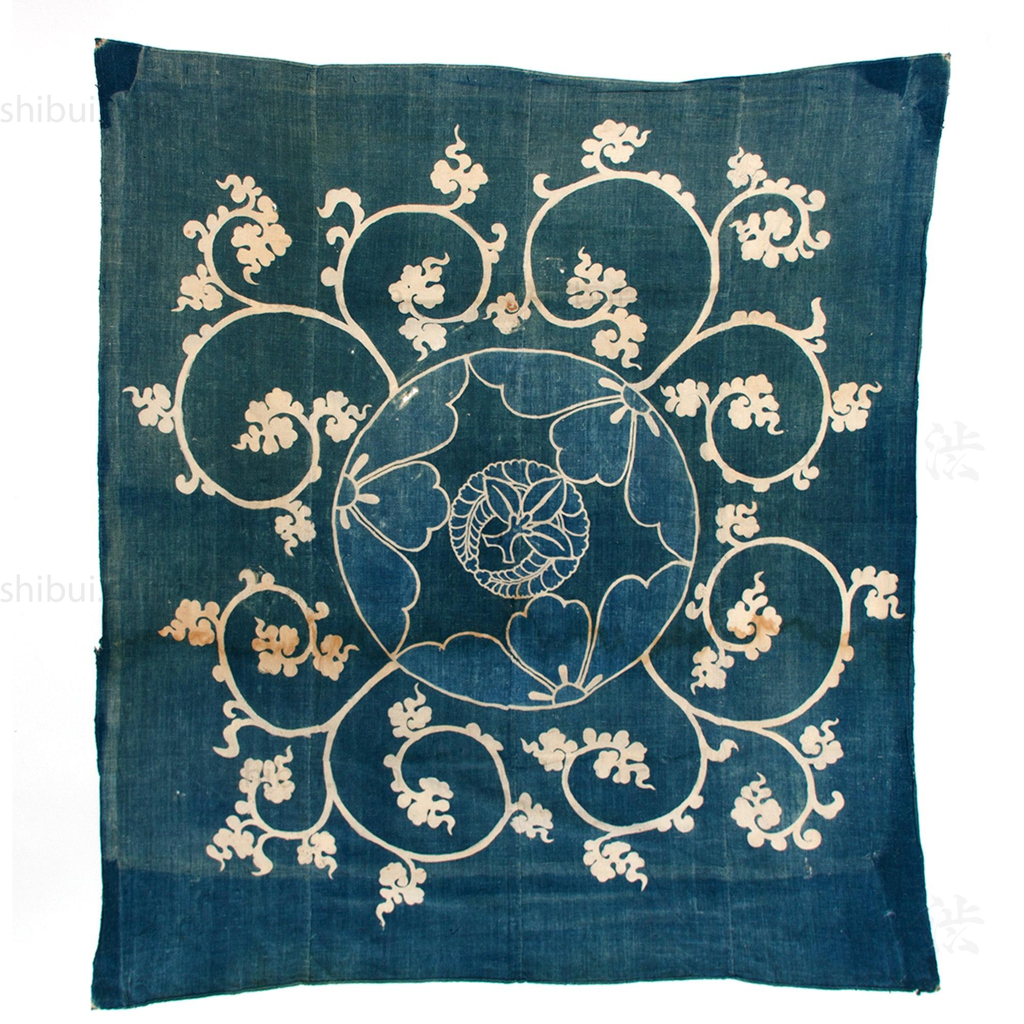 Antique Japanese Indigo Dyed Cotton Tsutsugaki Furoshiki