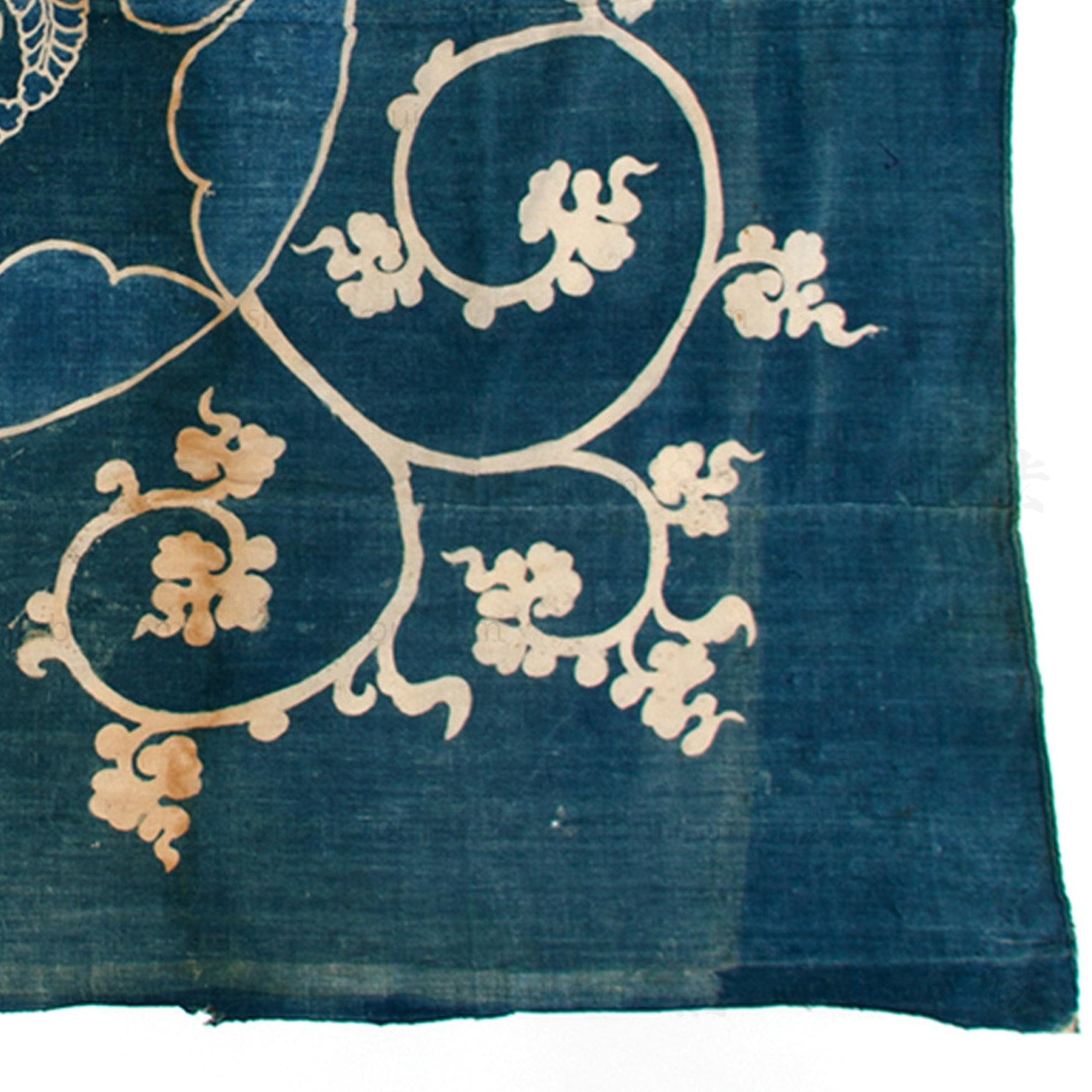 Antique Japanese Indigo Dyed Cotton Tsutsugaki Furoshiki