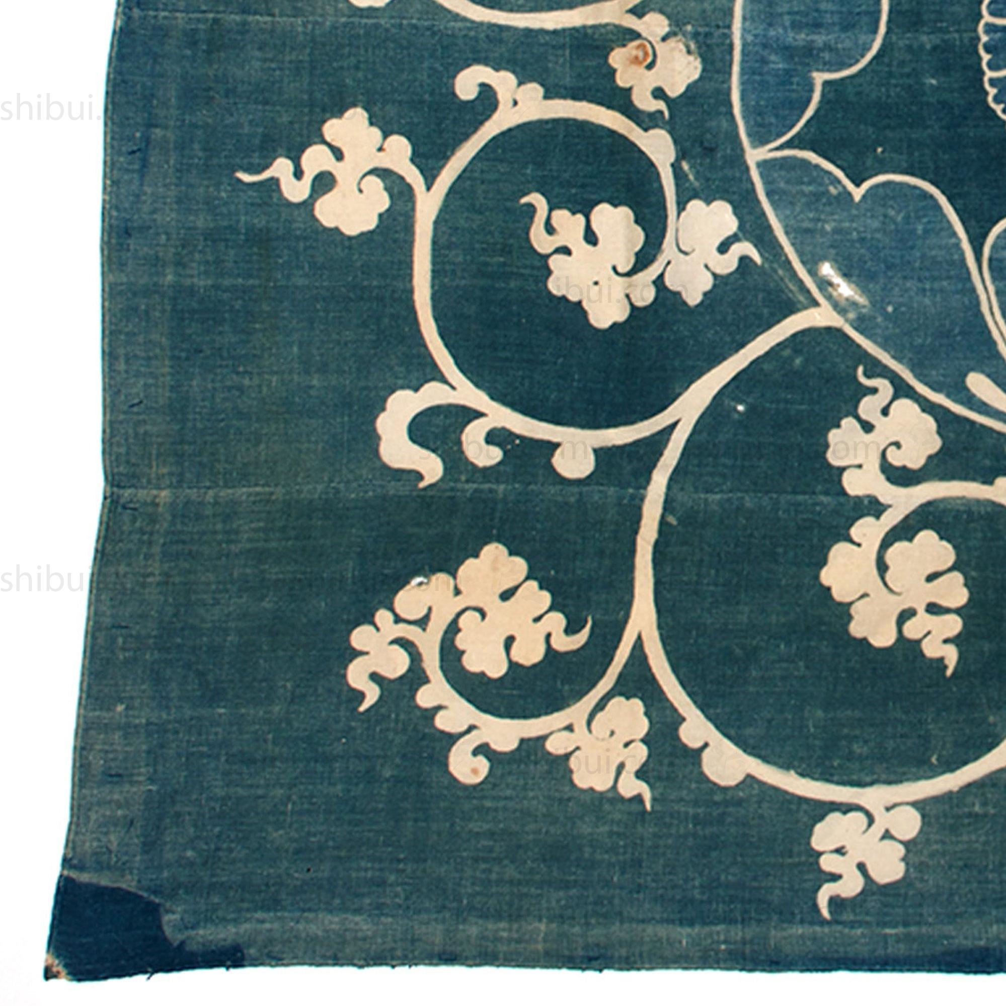 Antique Japanese Indigo Dyed Cotton Tsutsugaki Furoshiki