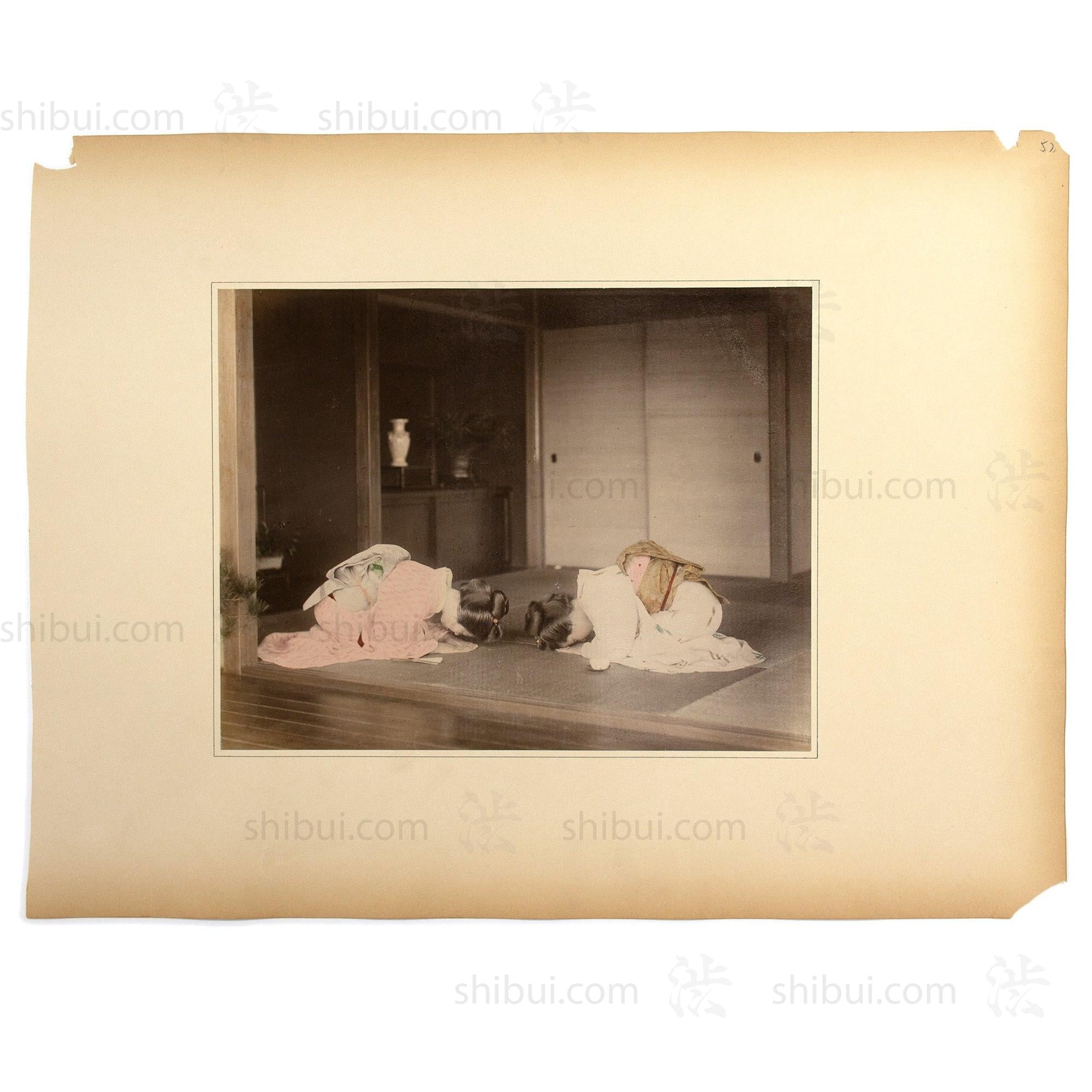 Hand Tinted Antique Japanese Photography | Women Greeting Each Other