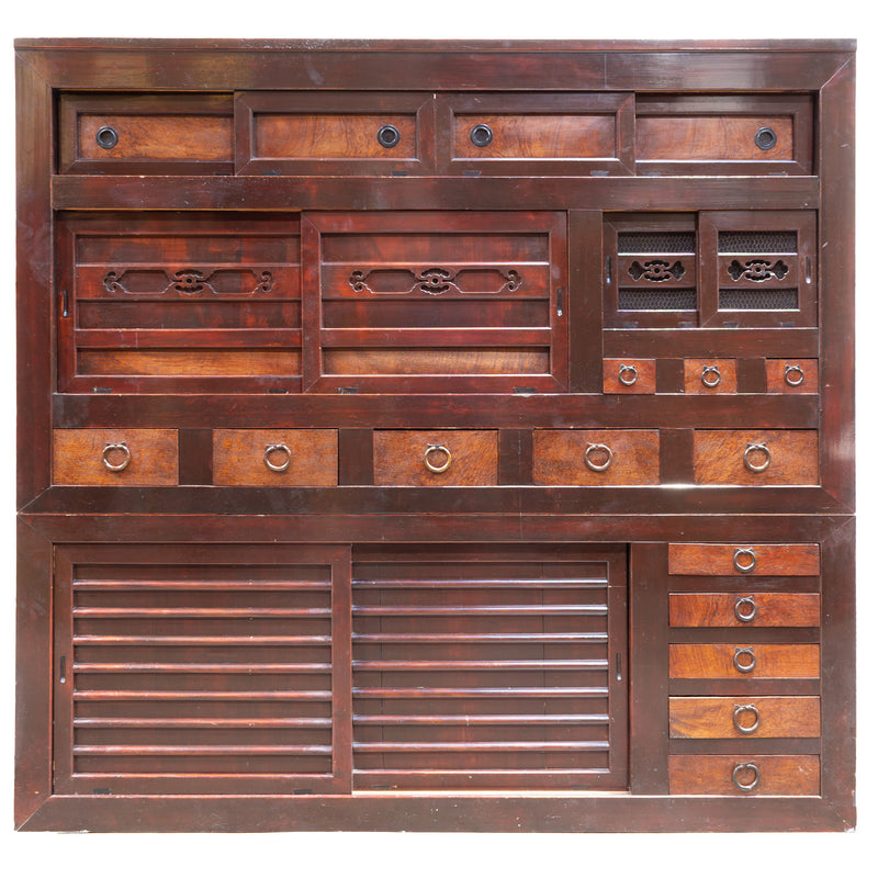 Meiji Era Mizuya Tansu from Kyoto | Japanese Antique Cabinet | 6' Width, 2 Section