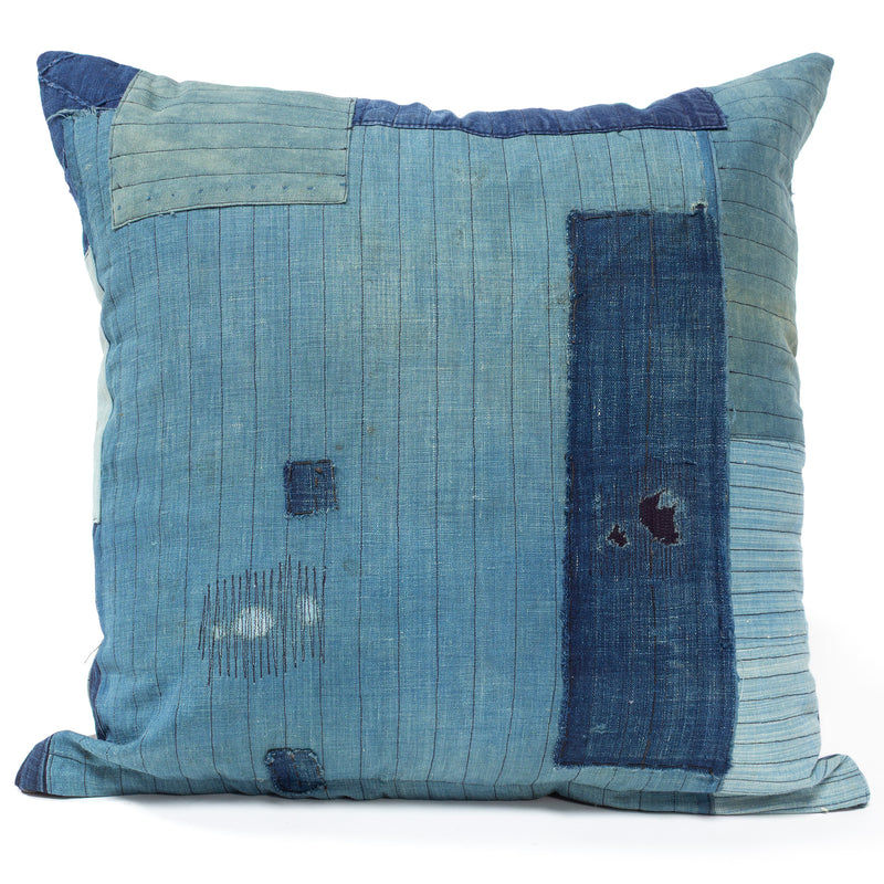 Vintage  Japanese Indigo Cotton Patchwork Pillow