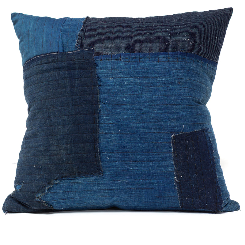 Vintage  Japanese Indigo Cotton Patchwork Pillow