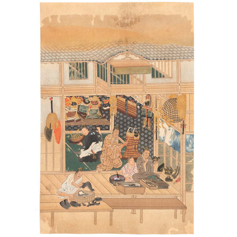 The Craftsmen's Life - Armorers | Antique Japanese Wood Block Print