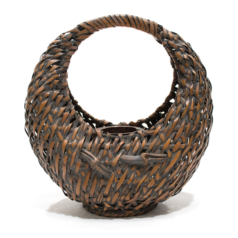 Japanese Ikebana Moon Bamboo Basket