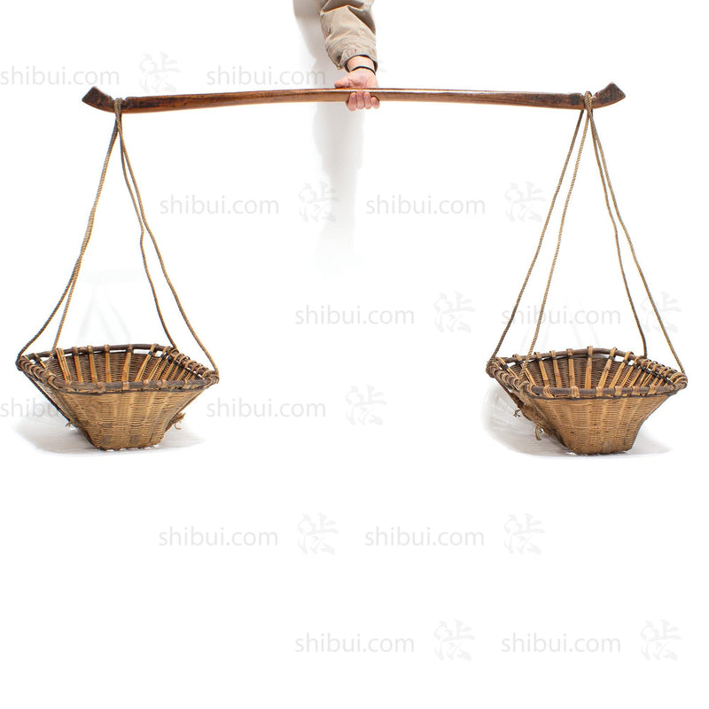 Vegetable Seller's Bamboo Basket Pair