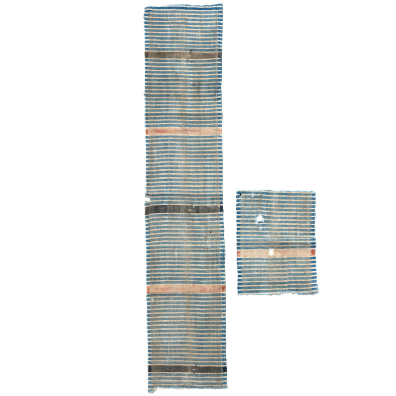 Japanese Striped Katazome Textile Fragment