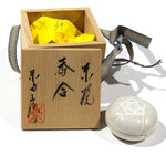 Ceramic Kogo with Camellia Motif | Japanese Incense Storage Container