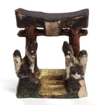 Small Inari Foxes at Gate |  Sacred Kitsune Clay Figure