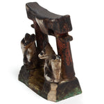 Small Inari Foxes at Gate |  Sacred Kitsune Clay Figure
