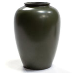 Green Copper Vase Depicting Mount Fuji and Cranes