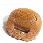 Carved Wood Buddhist Mokyugo Kogo  | Japanese Incense Storage Container