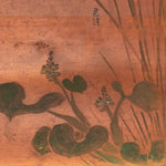 Antique Japanese Buddhist Temple Ceiling Painting with Reeds and Flowers