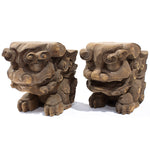 Pair of Hand Carved Shishi Lion Carvings