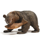 Kibori Kuma | Hand Carved Wood Bear | Japanese Hand Carved Bear with Salmon |