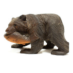 Kibori Kuma | Hand Carved Wood Bear | Japanese Hand Carved Bear with Salmon