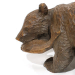 Kibori Kuma | Hand Carved Wood Bear | Japanese Hand Carved Bear with Salmon